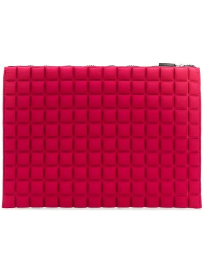 No Ka'oi Large Grid Textured Pouch In Pink