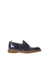 GREEN GEORGE BLUE LEATHER LOAFERS,10538020