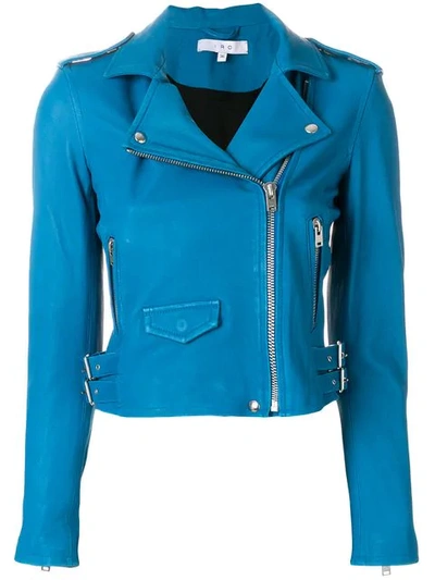Iro Ashville Cropped Leather Jacket In Blue