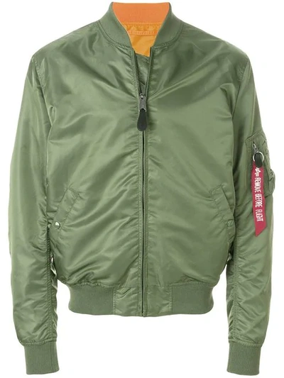 Alpha Industries Arm Pocket Bomber Jacket In Green