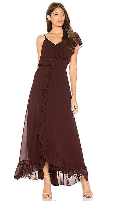 Mes Demoiselles Ruffled Silk Georgette Long Dress In Purple