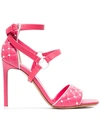 VALENTINO GARAVANI VALENTINO PINK ROCKSTUD SPIKE 105 QUILTED LEATHER SANDALS,PW2S0E99DUF12524043