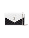 SAINT LAURENT BLACK AND WHITE MONOGRAM QUILTED LEATHER CHAIN WALLET,393953BOWM212561051