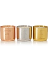 TOM DIXON LONDON, ORIENTALIST AND ROYALTY SET OF THREE CANDLES, 3 X 120G