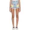 GUCCI GUCCI BLUE DENIM EMBROIDERED SHORTS,502779 XR959