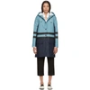 MARNI MARNI NAVY AND BLUE HOODED DOUBLE STRIPE COAT,JSMAZ01QT0TP555