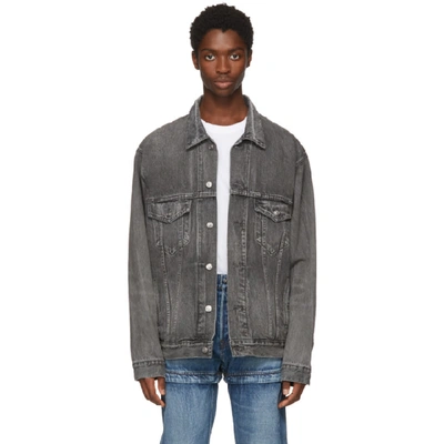 Balenciaga Grey Denim Oversized Zip-up Jacket In Dirty Grey