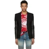 BALMAIN Black Leather Mix Blazer,S8H7057T280