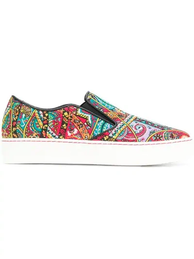 Etro 20mm Paisley Satin Slip-on Sneakers In Multicolour