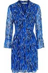 DIANE VON FURSTENBERG WOMAN PRINTED SILK-CHIFFON DRESS ROYAL BLUE,US 4772211933816516