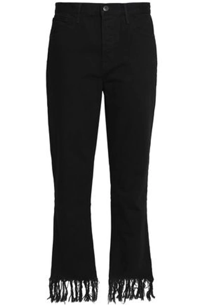 3x1 Frayed High-rise Straight-leg Jeans In Black
