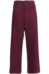 SEA WOMAN BELTED COTTON-BLEND CANVAS WIDE-LEG trousers GRAPE,GB 13331180551763194