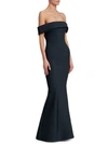 ZAC POSEN Off-The-Shoulder Bonded Crepe Gown