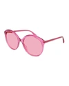 Gucci Semi-transparent Round Acetate Sunglasses, Fuchsia In Pink