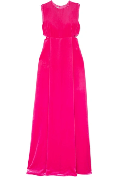 Valentino Cut-out Sleeveless Velvet Gown In Brick