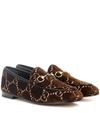 Gucci Black Velvet Jordaan Loafers In Brown