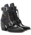 Chloé Rylee Cutout Glossed-leather Ankle Boots In Black