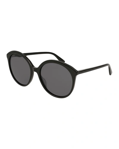 Gucci Round Acetate Sunglasses, Black In Nocolor