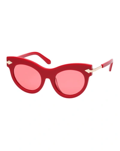 Karen Walker Miss Lark Cat-eye Acetate Sunglasses, Red Pattern