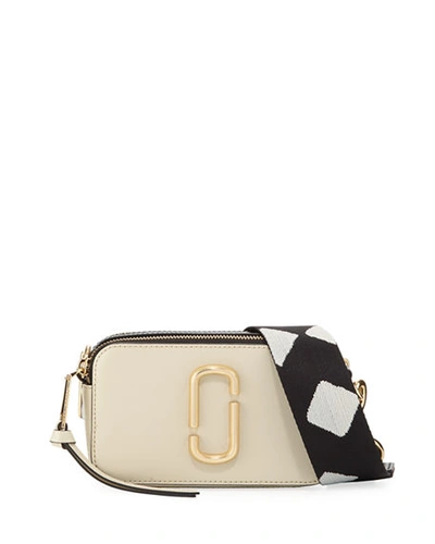 Marc Jacobs The Snapshot Small Ecru Leather Cross-body Bag In Neutrals