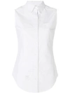 Thom Browne Sleeveless Grosgrain Oxford Shirt In White