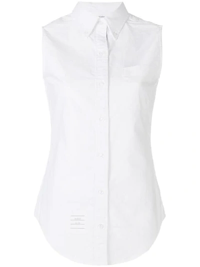 Thom Browne Sleeveless Grosgrain Oxford Shirt In White