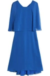 HALSTON HERITAGE WOMAN CAPE-EFFECT GEORGETTE DRESS BLUE,GB 13331180551983478