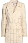 ZIMMERMANN Double-breasted frayed checked linen-twill blazer,GB 12789547614770204