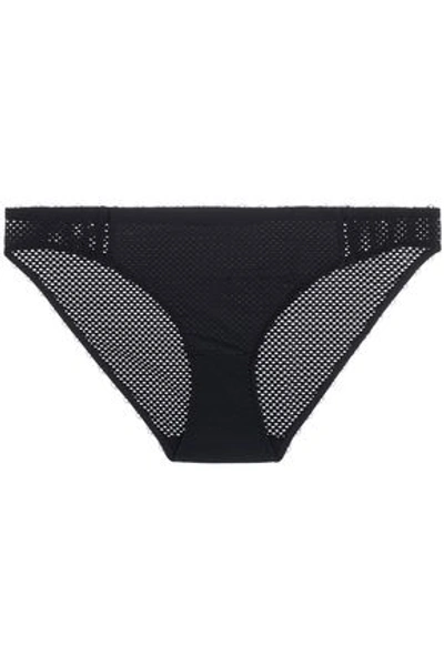 Stella Mccartney Woman Stretch-jersey And Mesh Low-rise Briefs Black