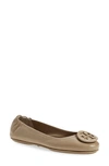 Tory Burch 'minnie Travel' Leather Ballet Flats In French Grey