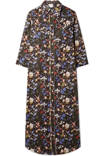 R13 Floral-print Cotton-voile Midi Dress In Multicolor On Black Floral