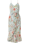 ALICE AND OLIVIA MABLE WRAP-EFFECT FLORAL-PRINT SILK-GEORGETTE MIDI DRESS