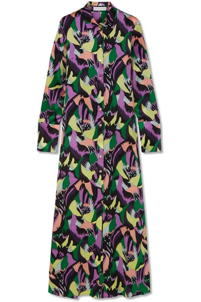 Olivia Von Halle Hero Printed Silk-satin Maxi Dress In Purple