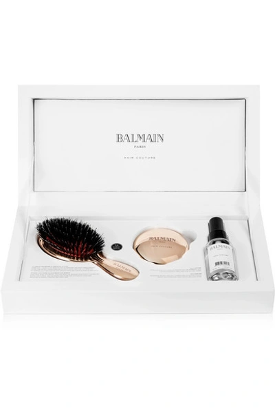 Balmain Paris Hair Couture Rose Gold-plated Boar Bristle Brush & Mirror Set