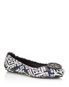 Tory Burch Women's Minnie Floral Print Leather Travel Ballet Flats In Tapestry Geo