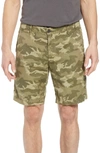 Ag Wanderer Slim Fit Cotton & Linen Shorts In Camo Dry Cypress