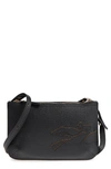 Longchamp Shop-it Leather Crossbody Bag - Black In Black