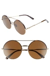 BOTTEGA VENETA 58MM ROUND AVIATOR SUNGLASSES - GOLD/ DARK HAVANA,BV0171S71358