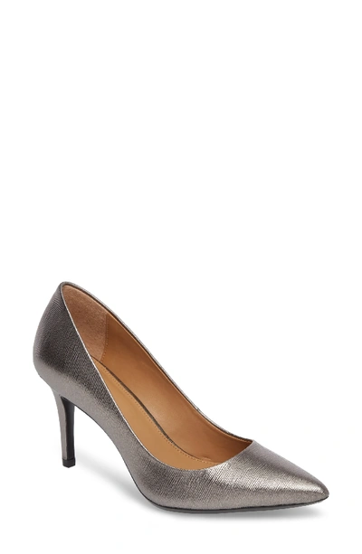 Calvin Klein 'gayle' Pointy Toe Pump In Anthracite Leather