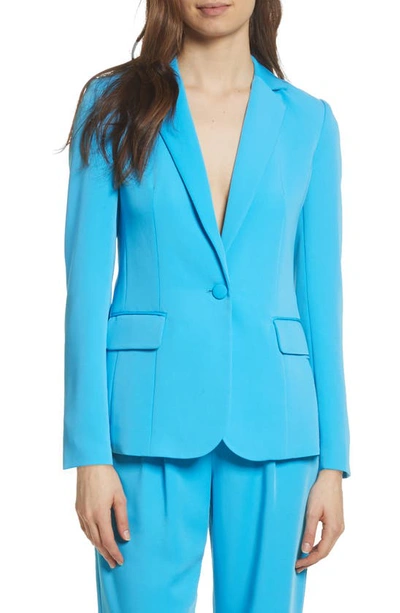 Frame True Notched-collar One-button Blazer In Malibu Blue