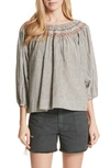 THE GREAT THE VISTA COTTON & LINEN TOP,T333238E