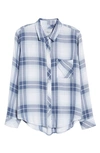 Rails Hunter Plaid Blouse In Pacific Sky White