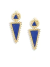 FREIDA ROTHMAN CLASSIC CUBIC ZIRCONIA AND STERLING SILVER INDIGO ARMOUR SLICE LAPIS DROP EARRINGS,0400095368805