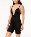 Spanx Suit Your Fancy Plunge Low-back Mid-thigh Bodysuit In Very Black