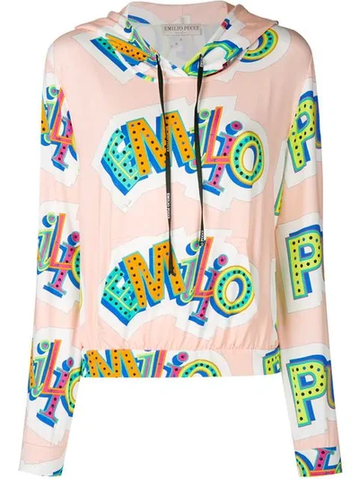 Emilio Pucci Logo Print Cropped Sweatshirt In Multicolour