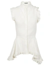 ALEXANDER MCQUEEN ALEXANDER MCQUEEN RUFFLED SLEEVELESS BLOUSE,10538790