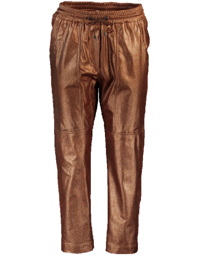 Brunello Cucinelli Metallic Leather Cropped Utility Pants In Orange