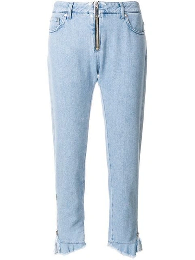 Msgm High Waist Cropped Jeans In Blue