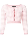 BOUTIQUE MOSCHINO BOUTIQUE MOSCHINO CROPPED CHECKED CARDIGAN - PINK,A0913110112759937