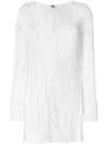 LOST & FOUND LOST & FOUND RIA DUNN DISTRESSED LONG-SLEEVE SWEATER - WHITE,W22749131WHITE12769307